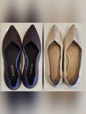 2 pairs Rothy's size 9.5 Pointed Flats shoes, + extra insoles
